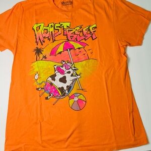 Stranger Things “Roast Beef” Orange Graphic T-Shirt Size L Netflix Tee